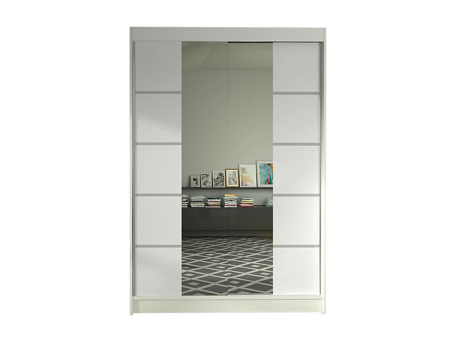 Armoire Closico 151, Blanc, 200x120x58cm, Portes d'armoire: Coulissantes