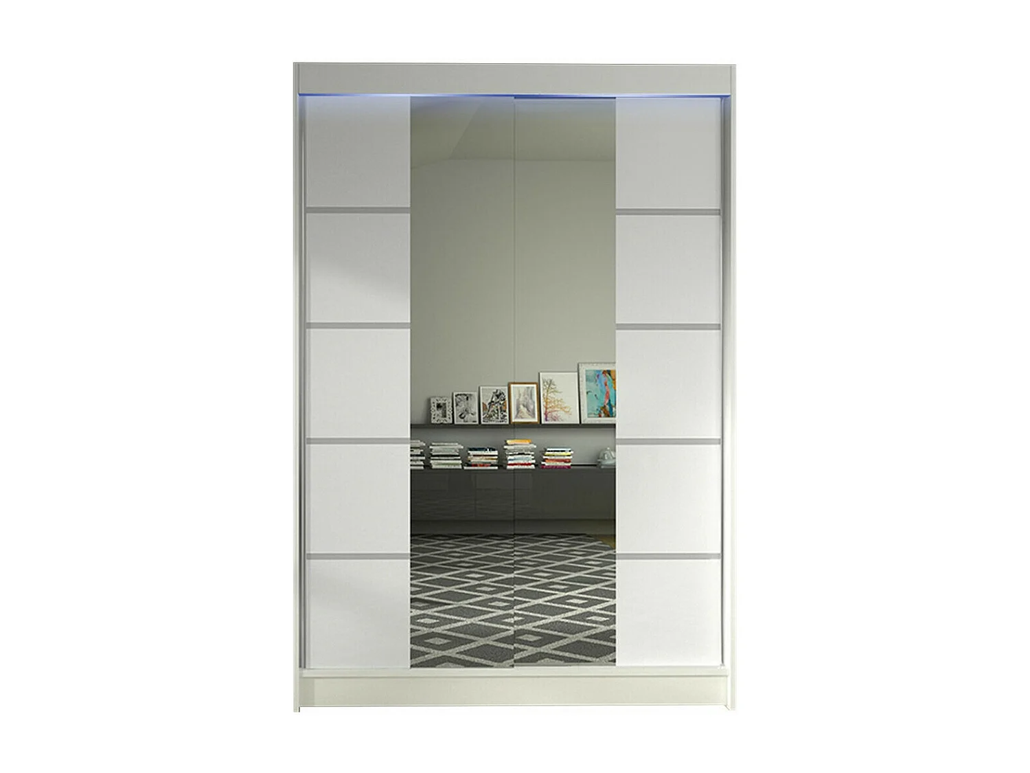 Armoire Closico 151, Blanc, 200x120x58cm, Portes d'armoire: Coulissantes
