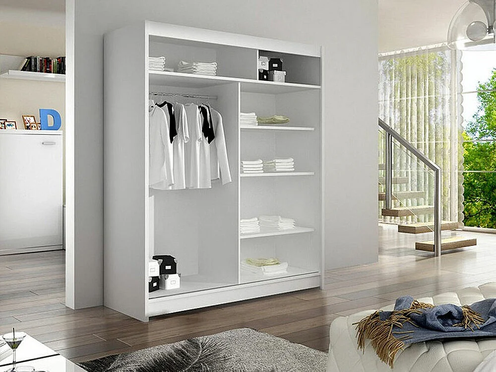 Armario Closico 147, Roble Artisan|Blanco, 200x120x58cm, Puertas de armario: Correderas