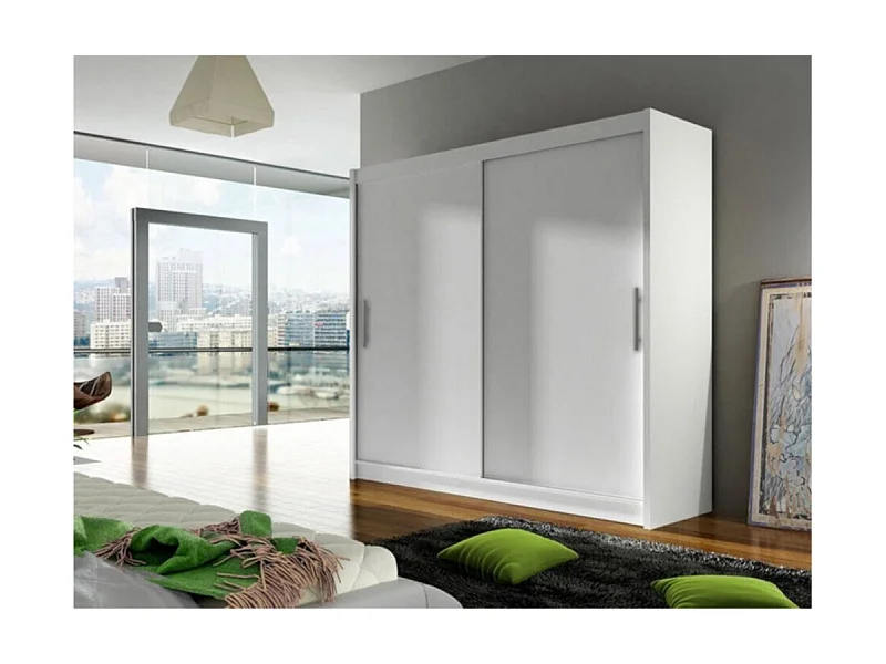 Armario Closico 100, Blanco, 215x180x58cm, Puertas de armario: Correderas