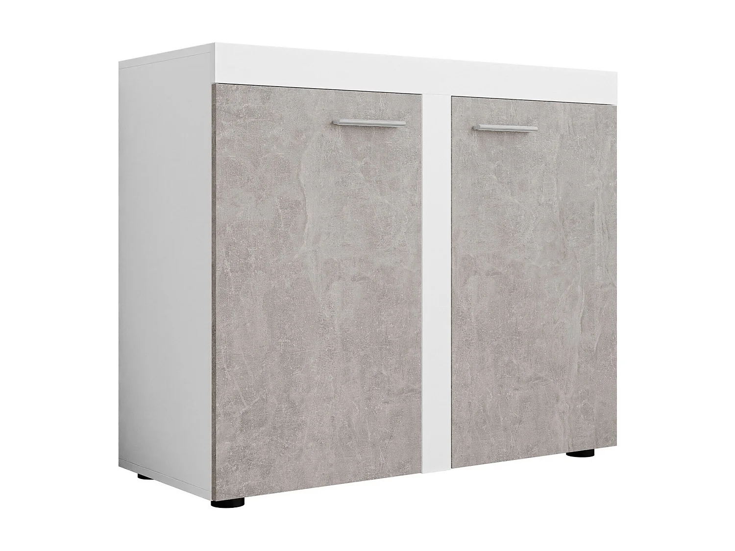 Buffet Tucson 120, Béton|Blanc, 82x98cm, Le nombre de portes: 240cm, Étagères, Stratifié