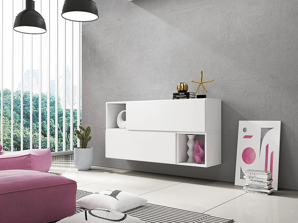 Aparador Charlotte C119, Blanco, 76x151cm, Número de puertas: 2.0039cm, Estanterías