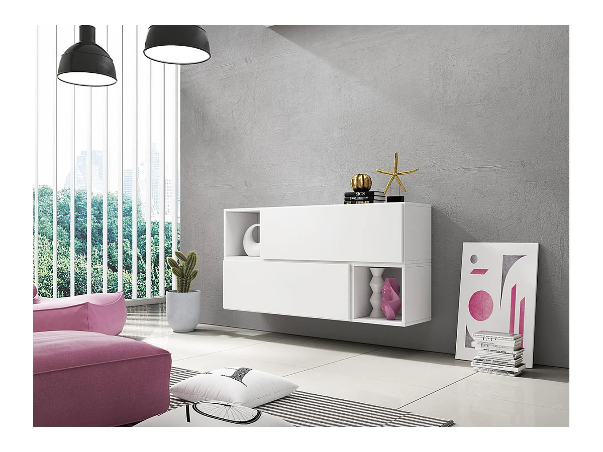 Aparador Charlotte C119, Blanco, 76x151cm, Número de puertas: 2.0039cm, Estanterías