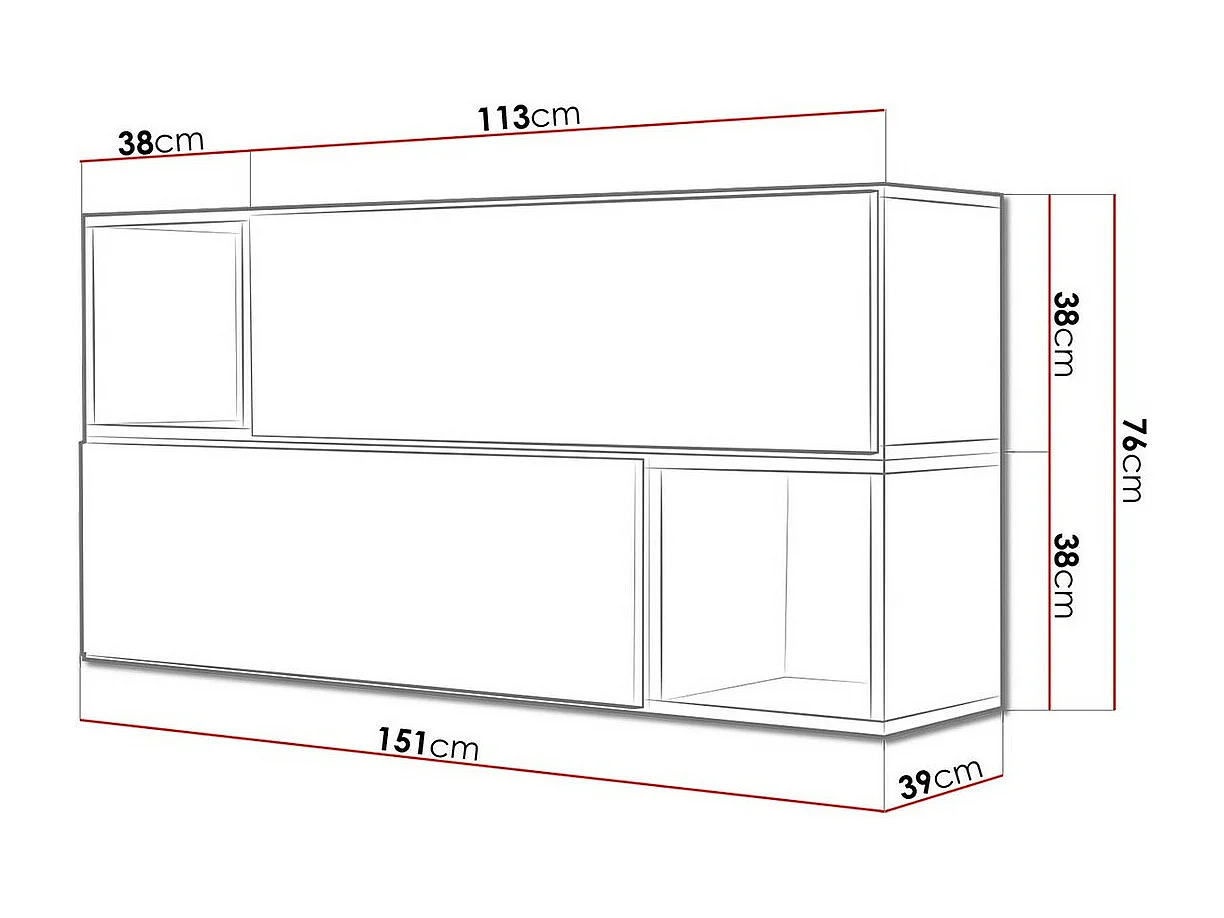 Aparador Charlotte C119, Blanco, 76x151cm, Número de puertas: 2.0039cm, Estanterías