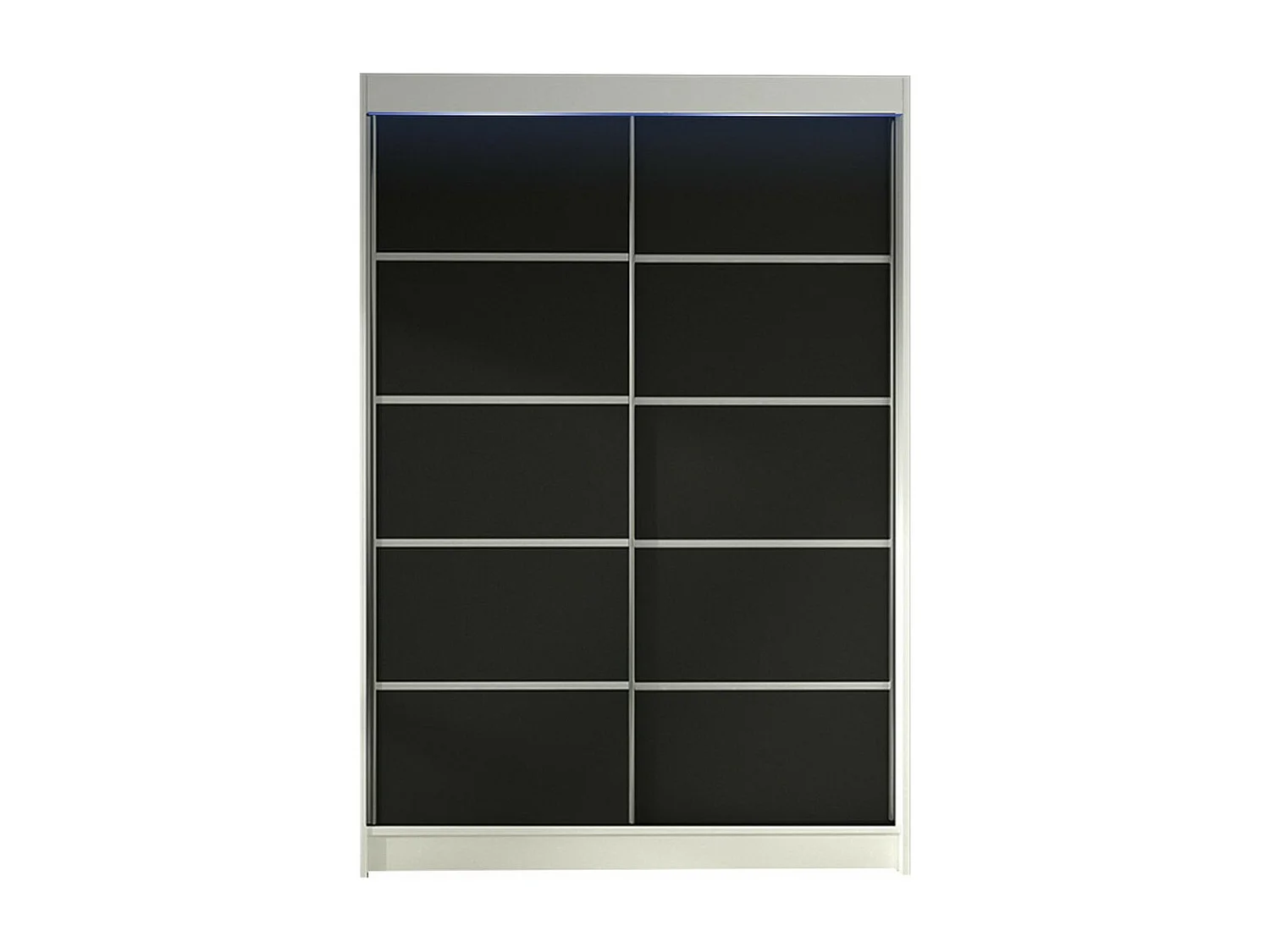 Armoire Closico 150, Noir|Blanc, 200x120x58cm, Portes d'armoire: Coulissantes