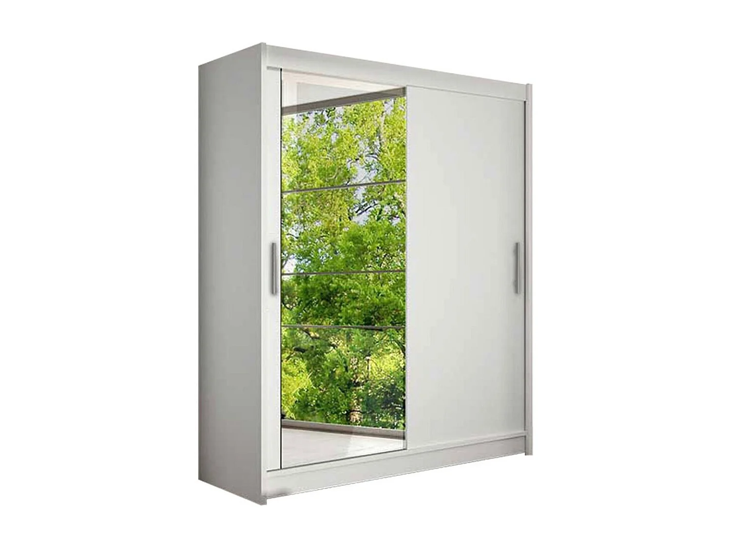 Armoire Closico 112, Blanc, 200x150x58cm, Portes d'armoire: Coulissantes