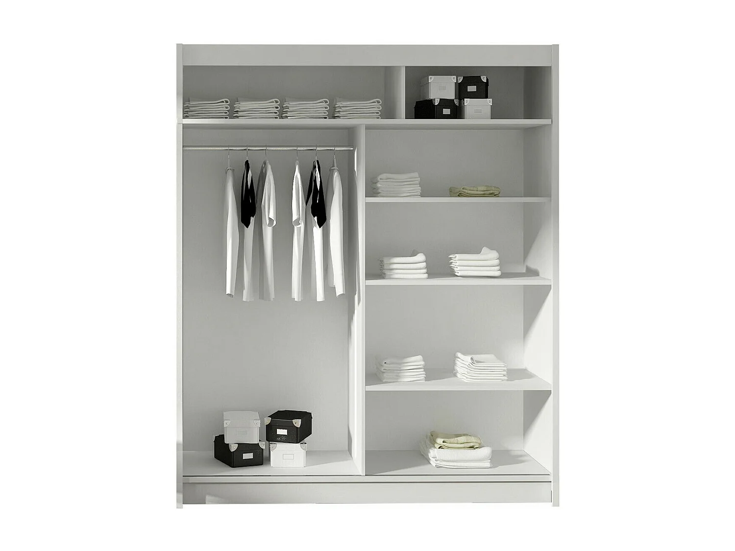 Armoire Closico 112, Blanc, 200x150x58cm, Portes d'armoire: Coulissantes