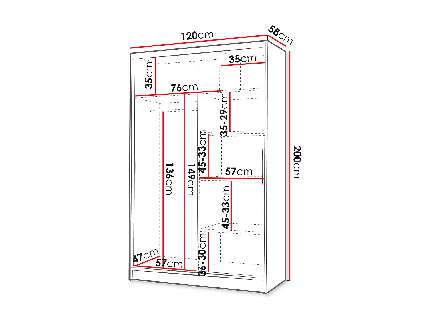 Armoire Closico 151, Chêne Artisan|Blanc, 200x120x58cm, Portes d'armoire: Coulissantes