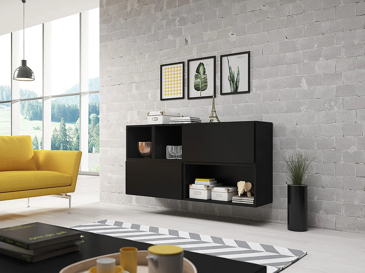 Mobile Charlotte C120, Nero, 76x151cm, Il numero di porte: 2.0039cm