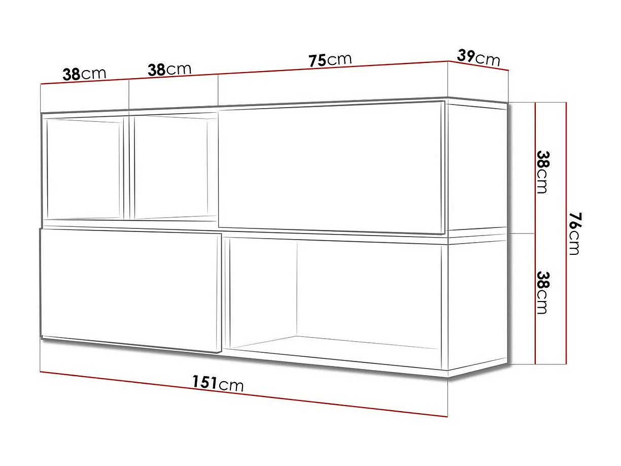 Mobile Charlotte C120, Nero, 76x151cm, Il numero di porte: 2.0039cm