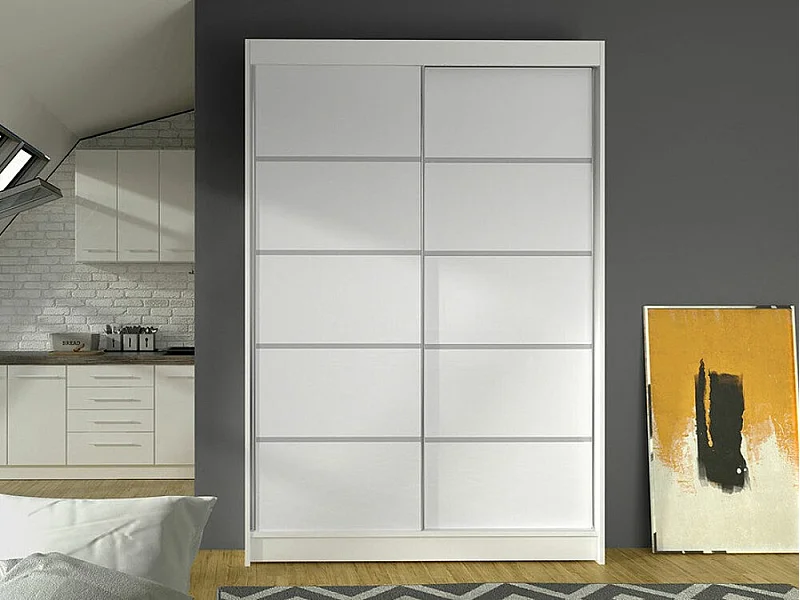 Armario Closico 150, Blanco, 200x120x58cm, Puertas de armario: Correderas