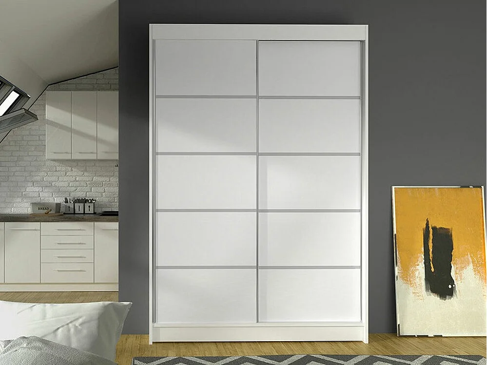 Armario Closico 150, Blanco, 200x120x58cm, Puertas de armario: Correderas