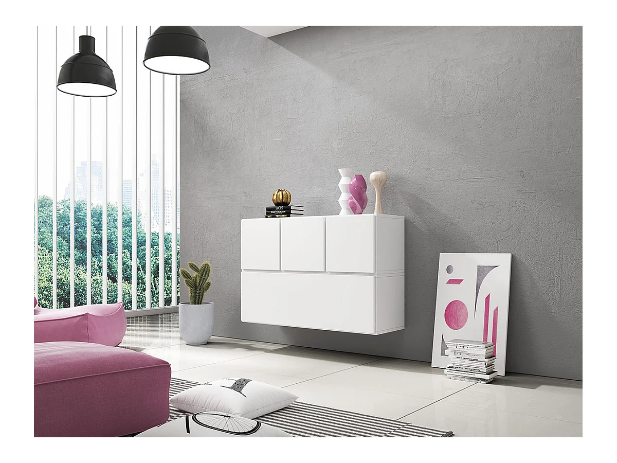 Aparador Charlotte C118, Blanco, 76x113cm, Número de puertas: 4.0039cm, Estanterías