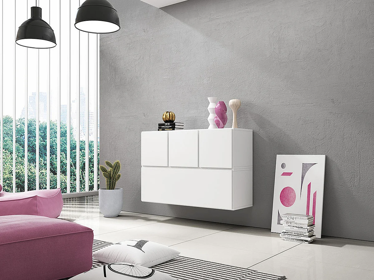 Aparador Charlotte C118, Blanco, 76x113cm, Número de puertas: 4.0039cm, Estanterías