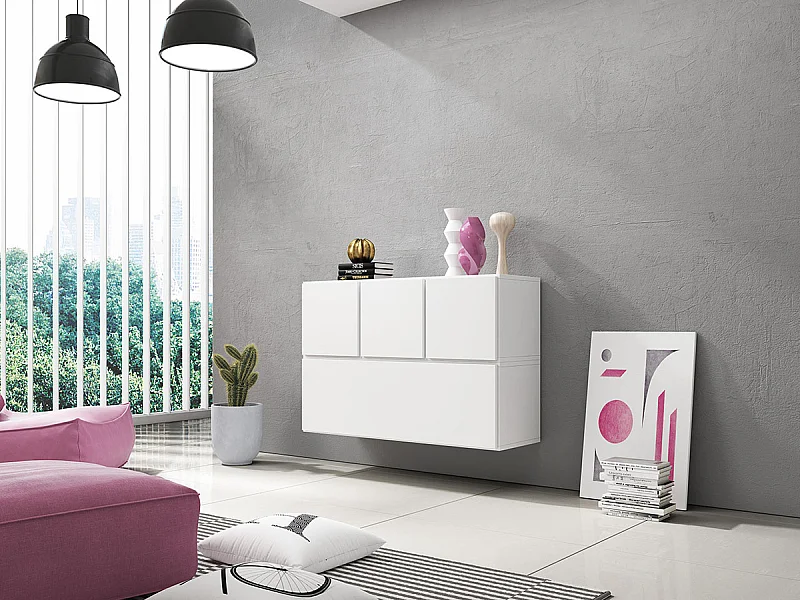 Aparador Charlotte C118, Blanco, 76x113cm, Número de puertas: 4.0039cm, Estanterías