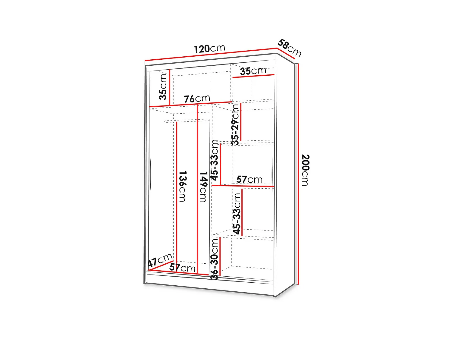 Roupeiro Closico 147, Número de prateleiras: 5, 20x12x6cm