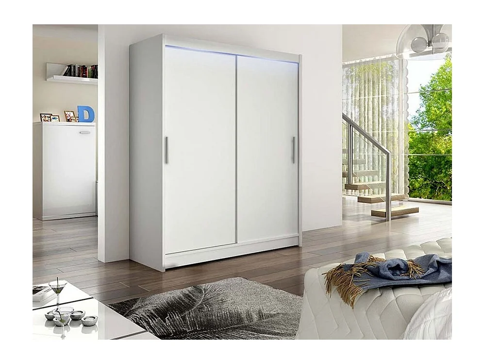 Armario Closico 103, Blanco, 200x150x58cm, Puertas de armario: Correderas