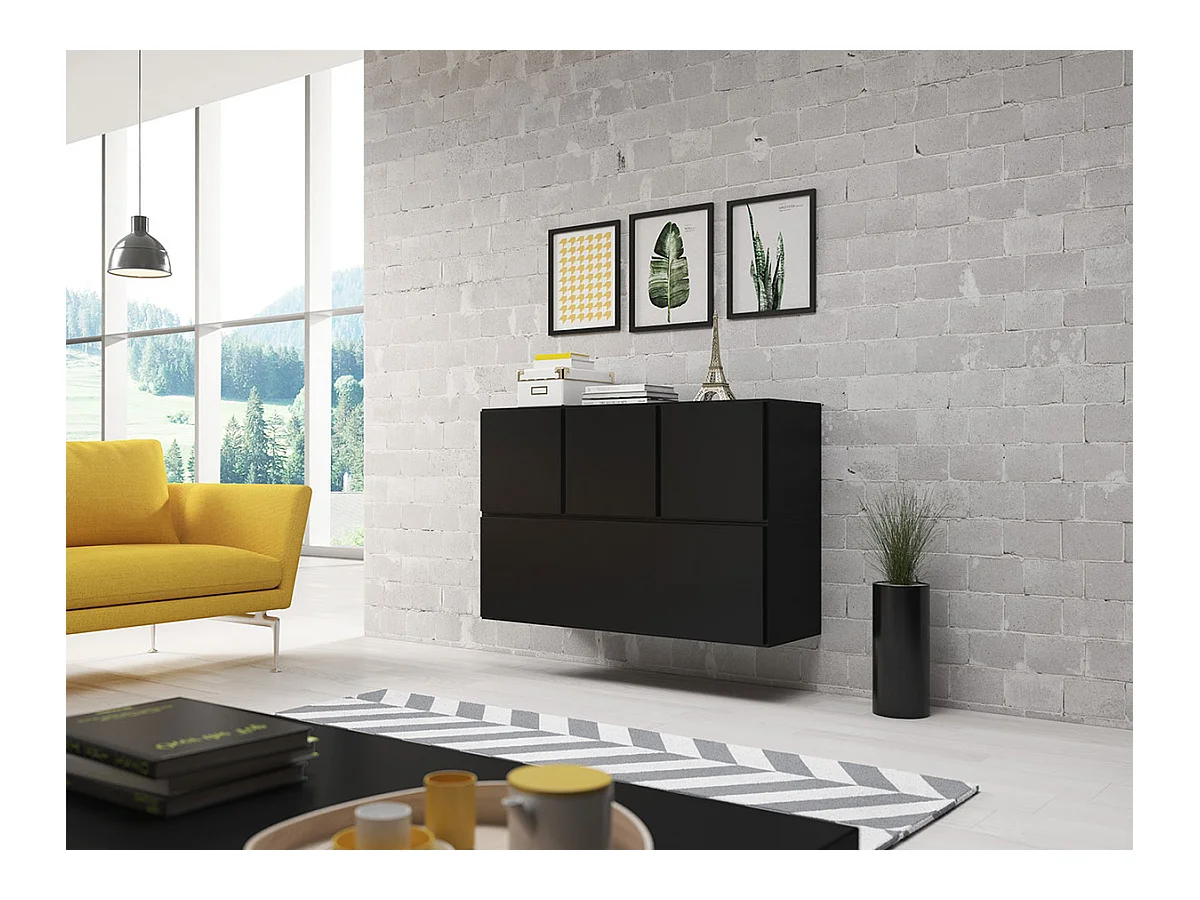Ensemble d'armoires Corbele 118, Noir, 76x113x39cm, MDF|Stratifié