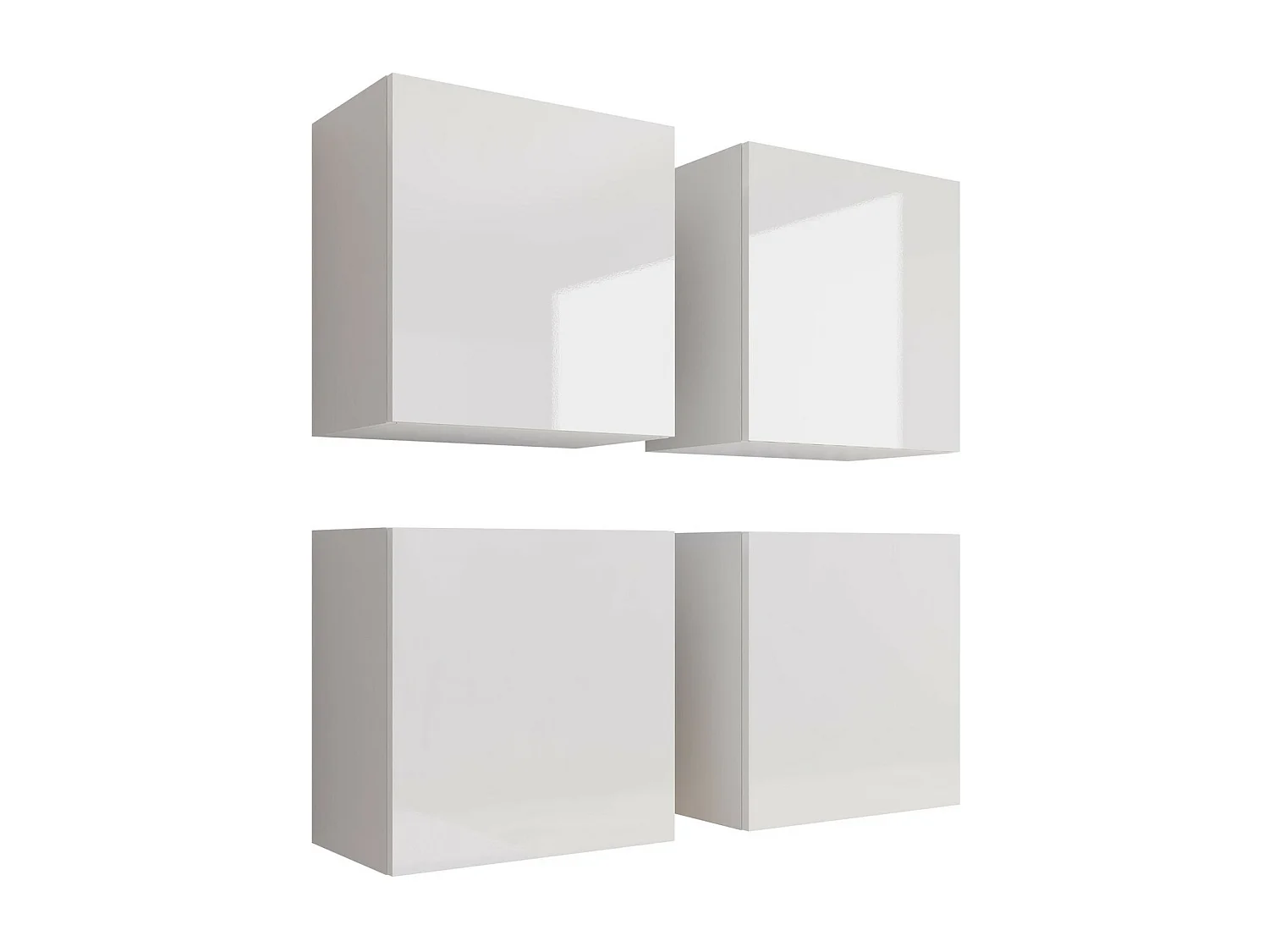 Ensemble d'armoires Venenou 143, Blanc brillant|Blanc, 100x100x30cm, Stratifié|MDF