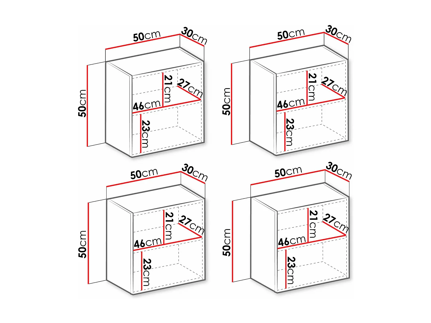 Ensemble d'armoires Venenou 143, Blanc brillant|Blanc, 100x100x30cm, Stratifié|MDF