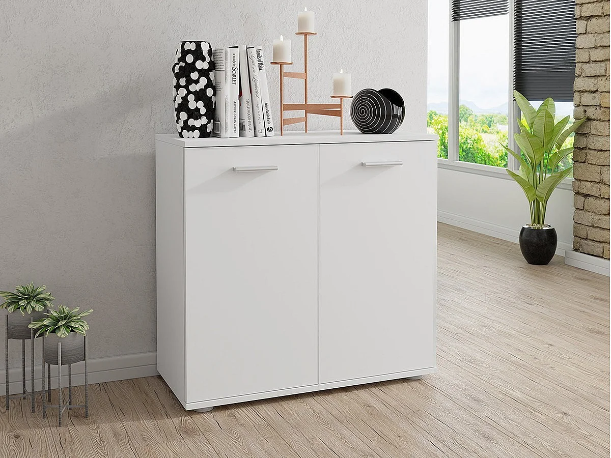 Buffet Tucson 130, Blanc, 76x71cm, Le nombre de portes: 235cm, Étagères, Stratifié
