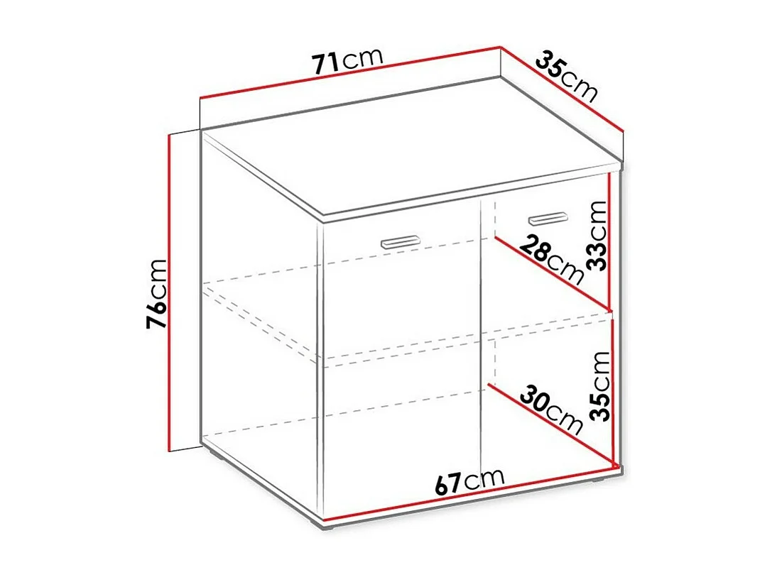 Buffet Tucson 130, Blanc, 76x71cm, Le nombre de portes: 235cm, Étagères, Stratifié