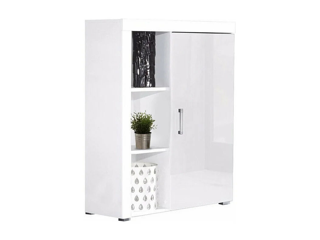 Buffet Odebeli 102, Blanc brillant|Blanc, 114x90cm, Le nombre de portes: 135cm, Étagères