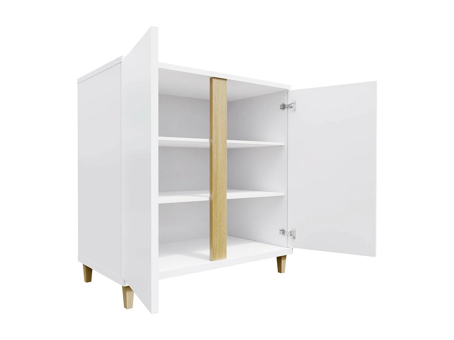 Buffet Livseri 102, Blanc brillant|Blanc, 88x92cm, Le nombre de portes: 240cm, Stratifié