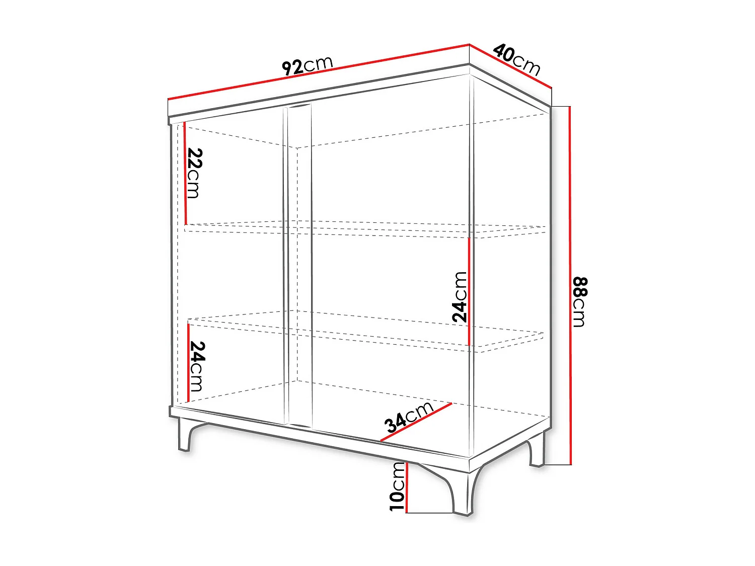 Buffet Livseri 102, Blanc brillant|Blanc, 88x92cm, Le nombre de portes: 240cm, Stratifié