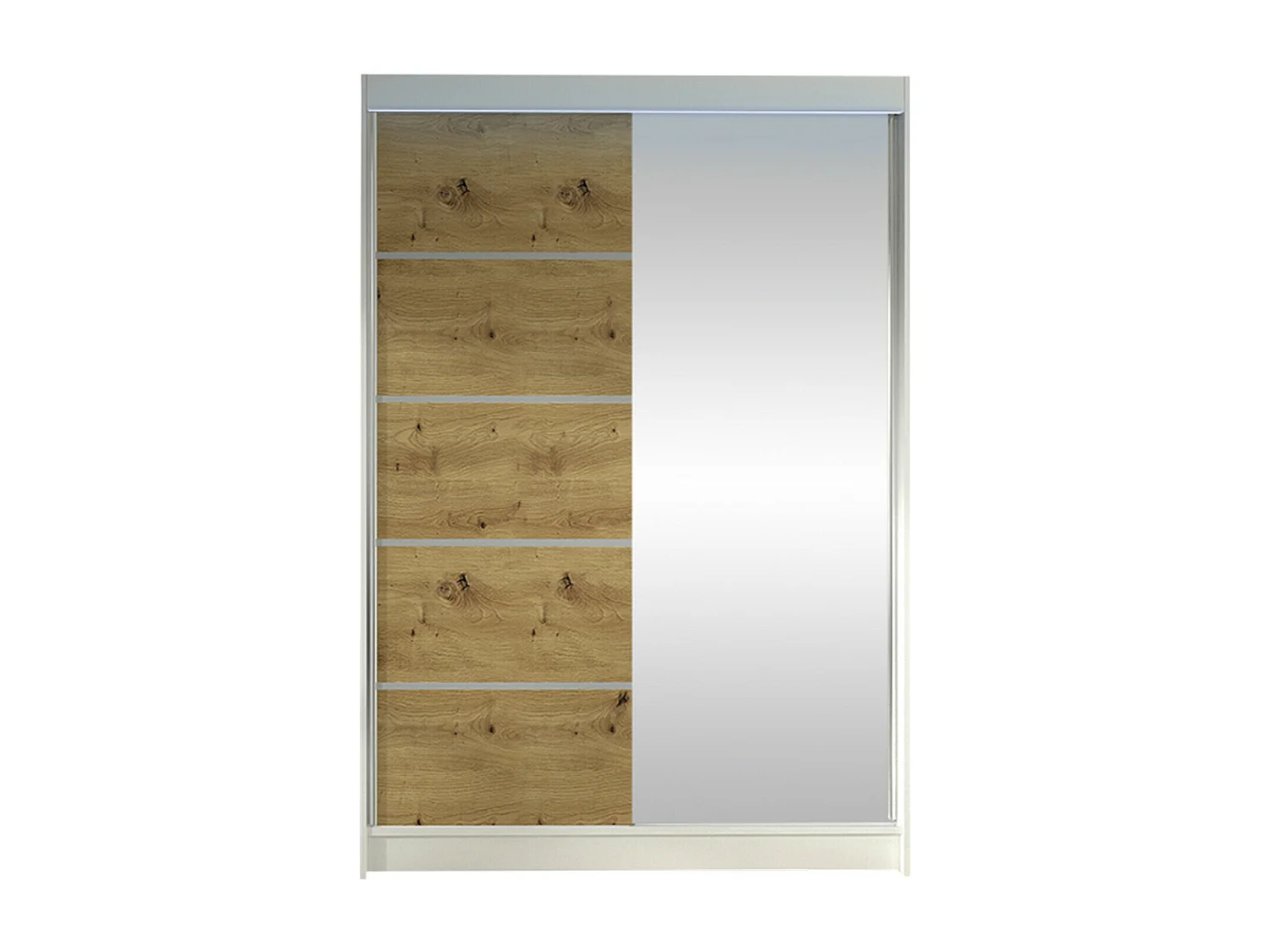 Armoire Closico 149, Chêne Artisan|Blanc, 200x120x58cm, Portes d'armoire: Coulissantes