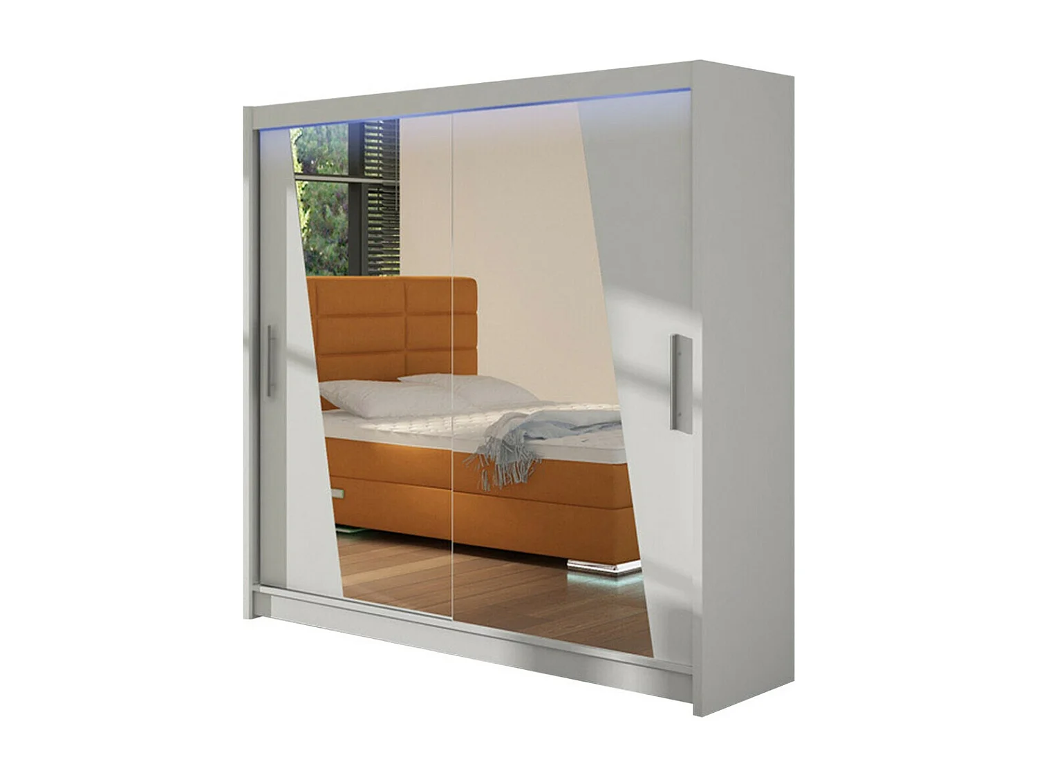 Armario Closico 144, Blanco, 215x180x58cm, Puertas de armario: Correderas