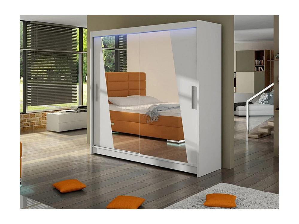 Guardaroba Closico 144, Bianco, 215x180x58cm, Porte guardaroba: Scorrevoli