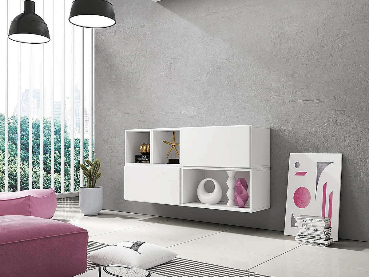 Ensemble d'armoires Corbele 120, Blanc, 76x151x39cm, MDF|Stratifié