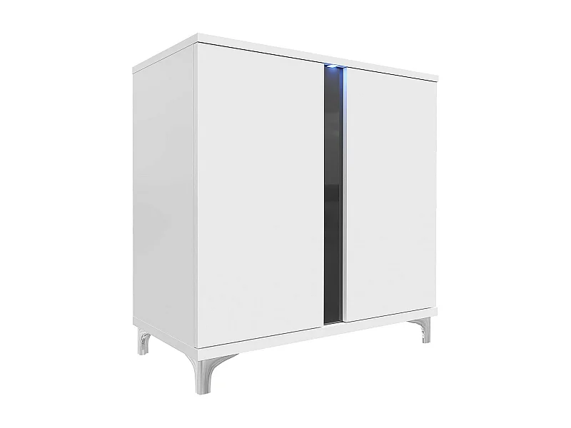 Aparador Livseri 102, Blanco brillante|Blanco|Negro brillante, 88x92cm40cm