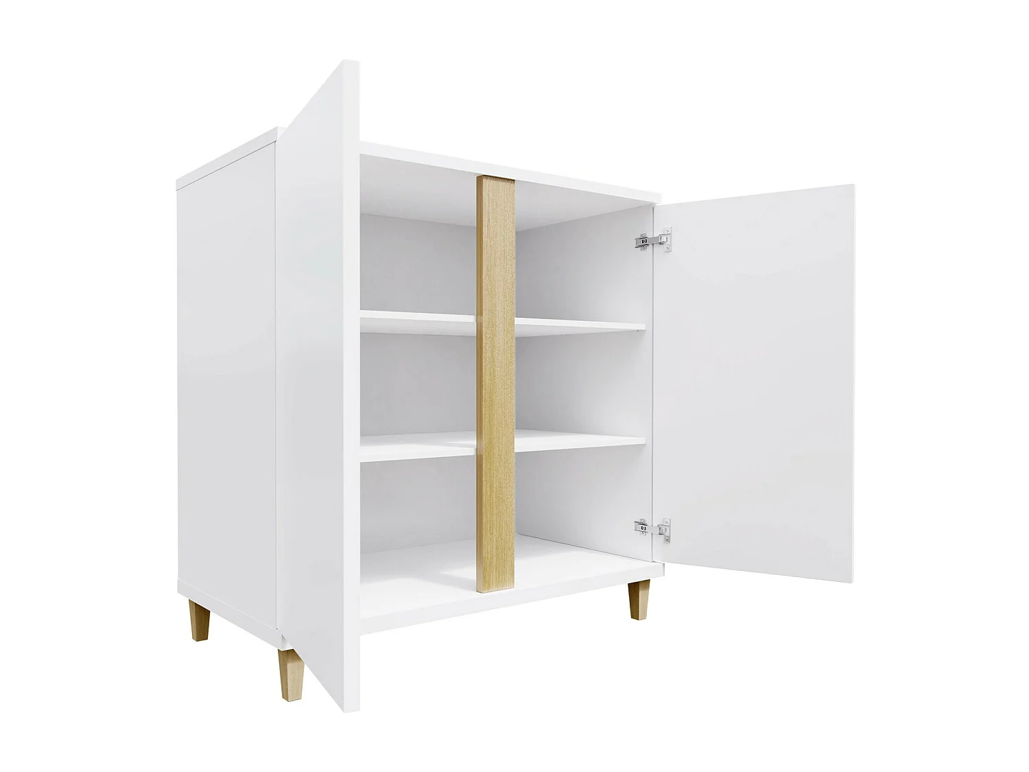 Buffet Livseri 102, Blanc brillant|Blanc|Noir brillant, 88x92cm, Le nombre de portes: 2