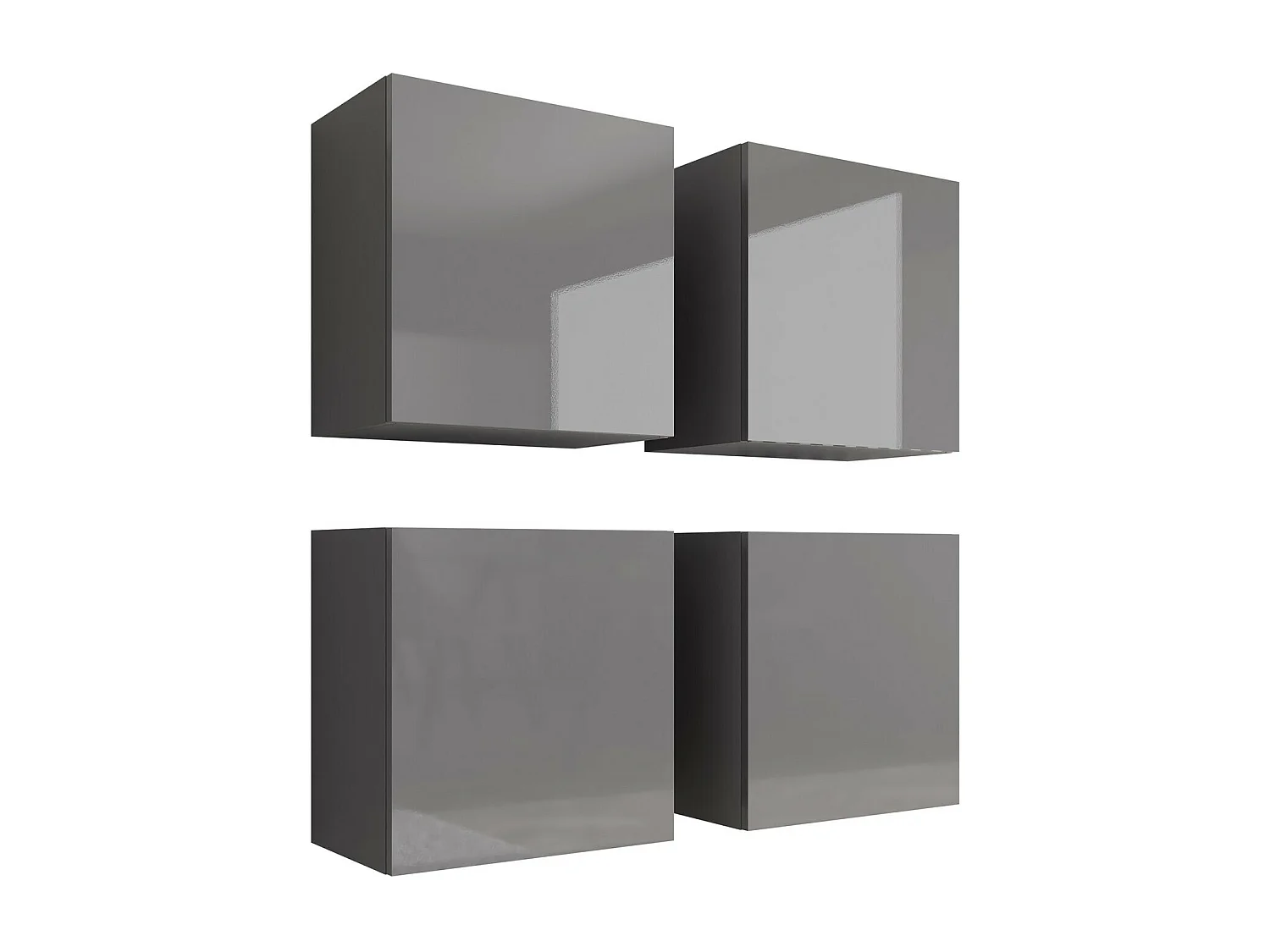 Conjunto de armarios Charlotte A142, Gris|Gris brillante, 100x100x30cm