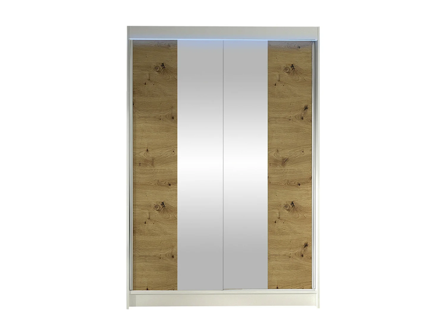 Armoire Closico 148, Blanc|Chêne Artisan, 200x120x58cm, Portes d'armoire: Coulissantes