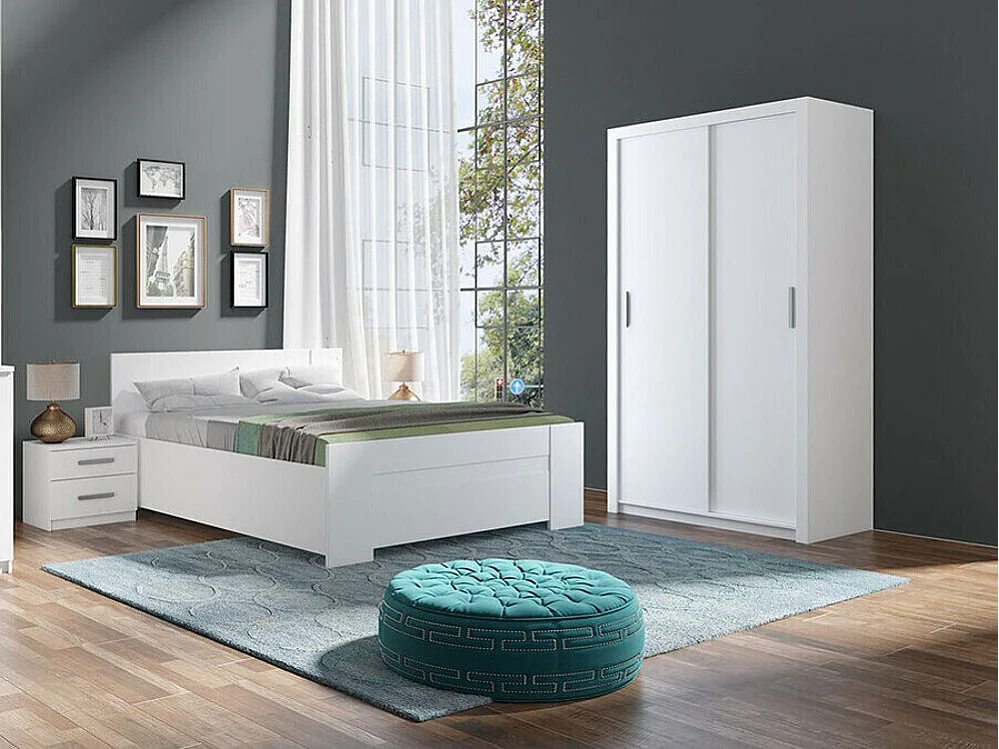 Armario Catromi 102, Blanco, 215x120x62cm, Puertas de armario: Correderas