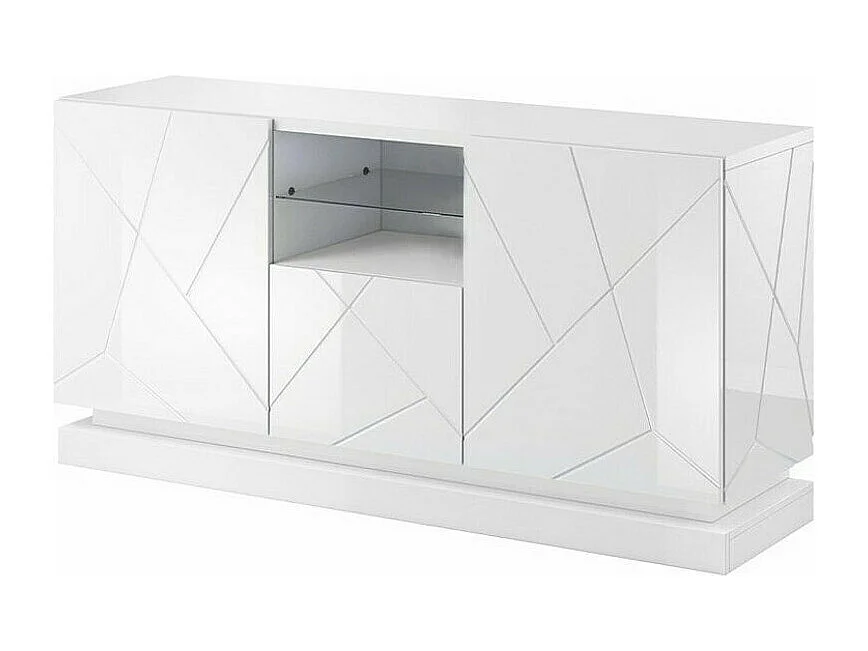 Buffet Charlotte 186, Blanc brillant|Blanc, 75x150cm, Le nombre de portes: 342cm, MDF