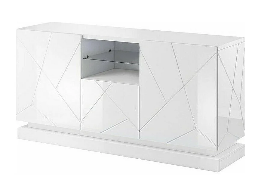 Buffet Charlotte 186, Blanc brillant|Blanc, 75x150cm, Le nombre de portes: 342cm, MDF