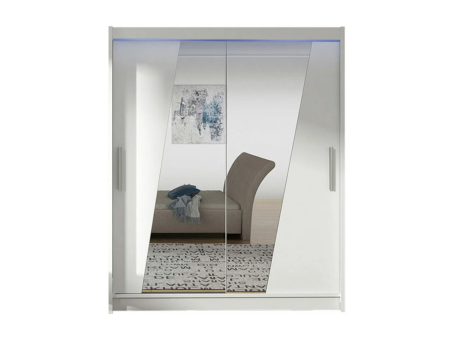 Armario Closico 155, Blanco, 200x150x58cm, Puertas de armario: Correderas