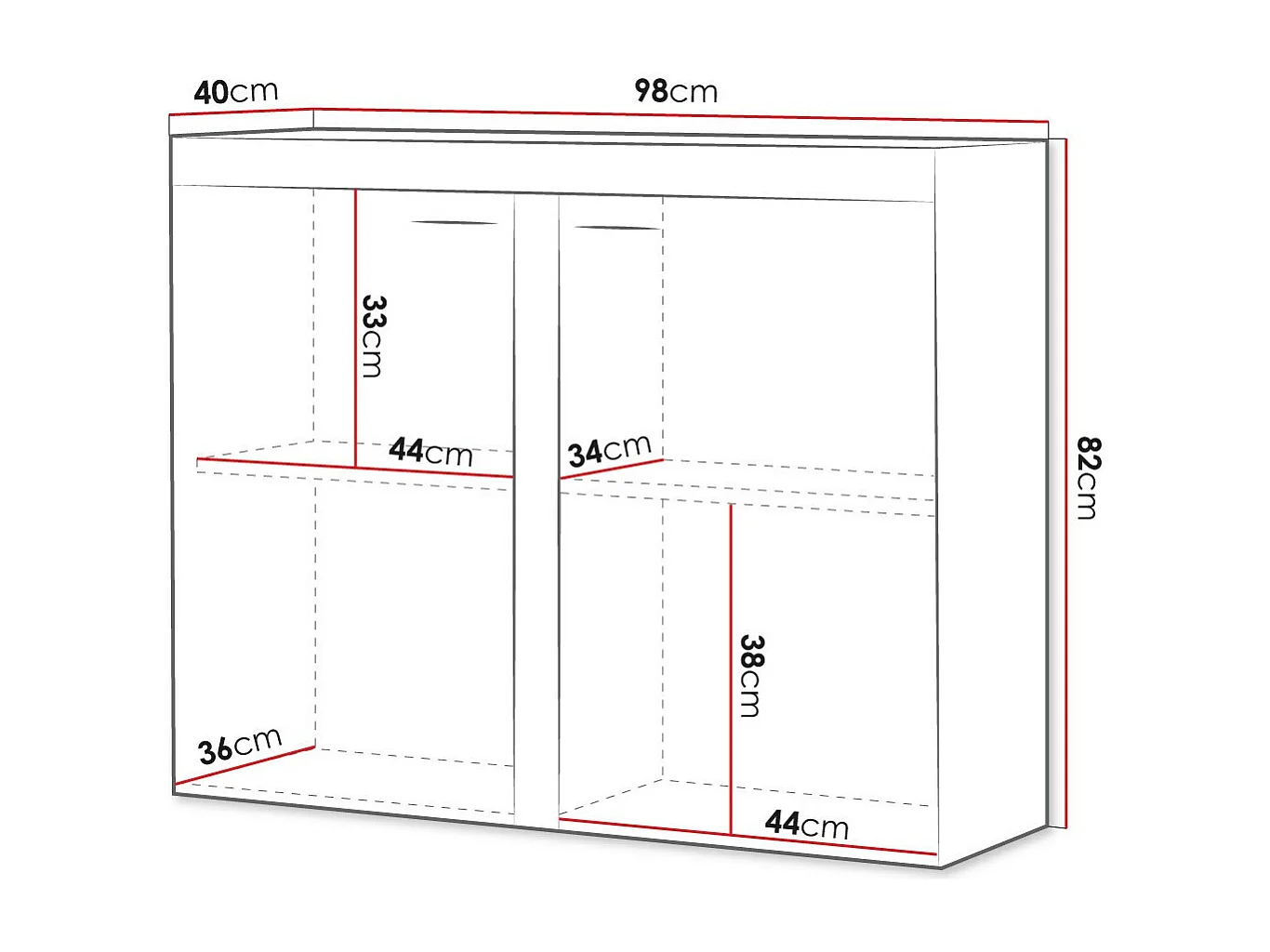 Aparador Tucson 120, Blanco, 82x98cm, Número de puertas: 240cm, Estanterías