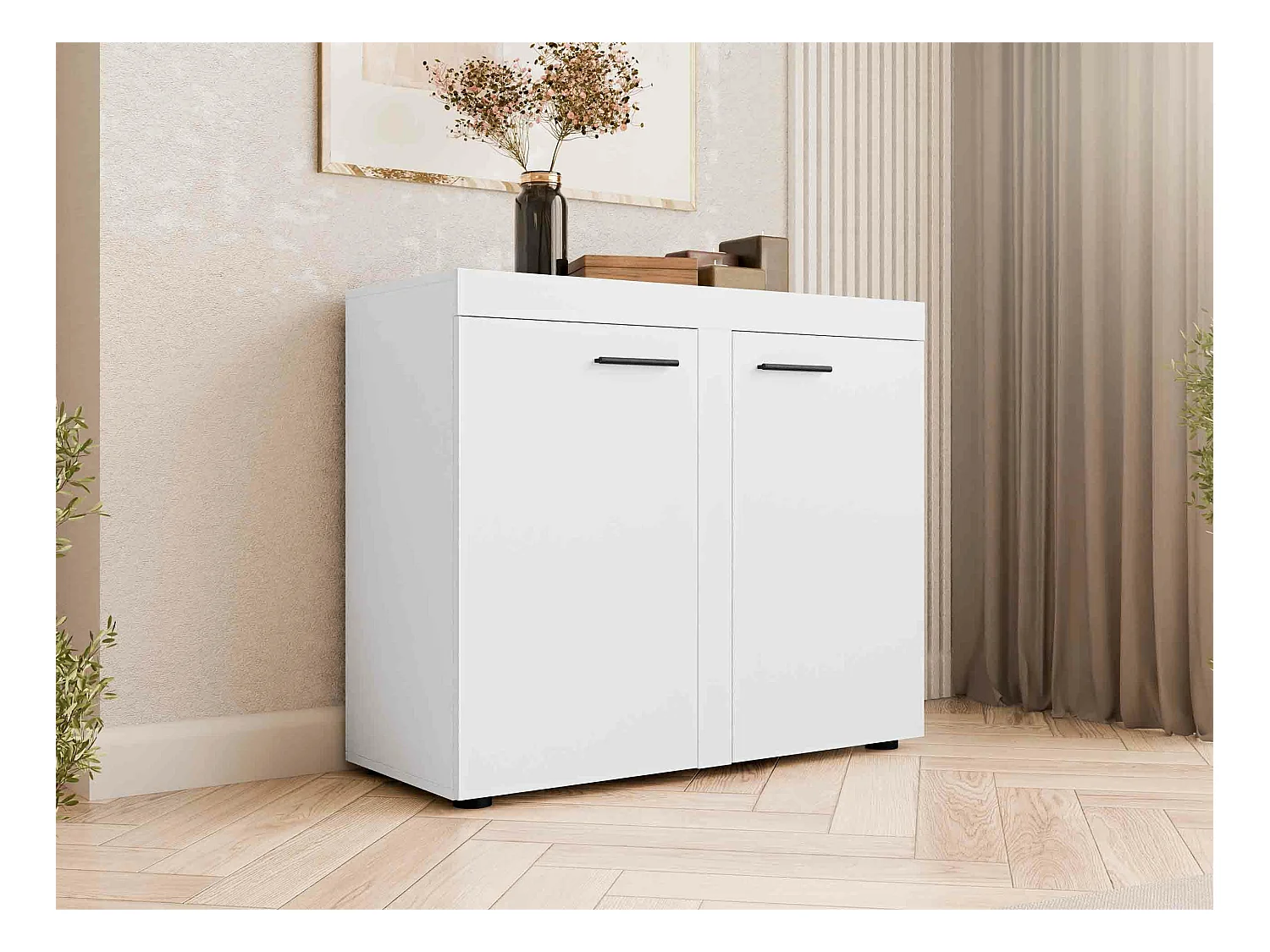 Buffet Tucson 120, Blanc, 82x98cm, Le nombre de portes: 240cm, Étagères, Stratifié
