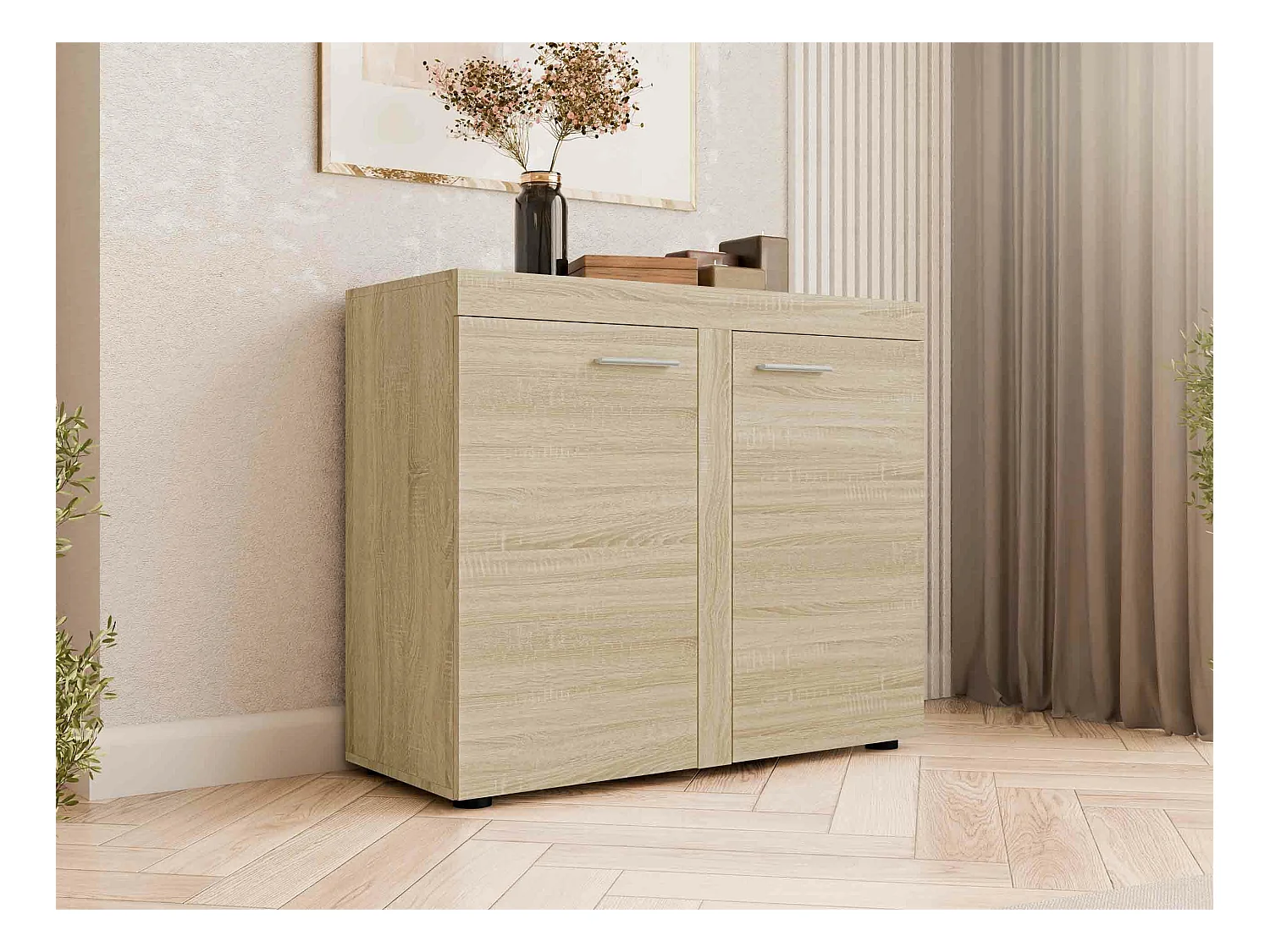 Buffet Tucson 120, Sonoma chêne, 82x98cm, Le nombre de portes: 240cm, Étagères, Stratifié