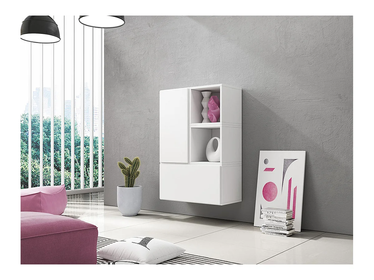 Ensemble d'armoires Corbele 122, Blanc, 114x75x39cm, MDF|Stratifié