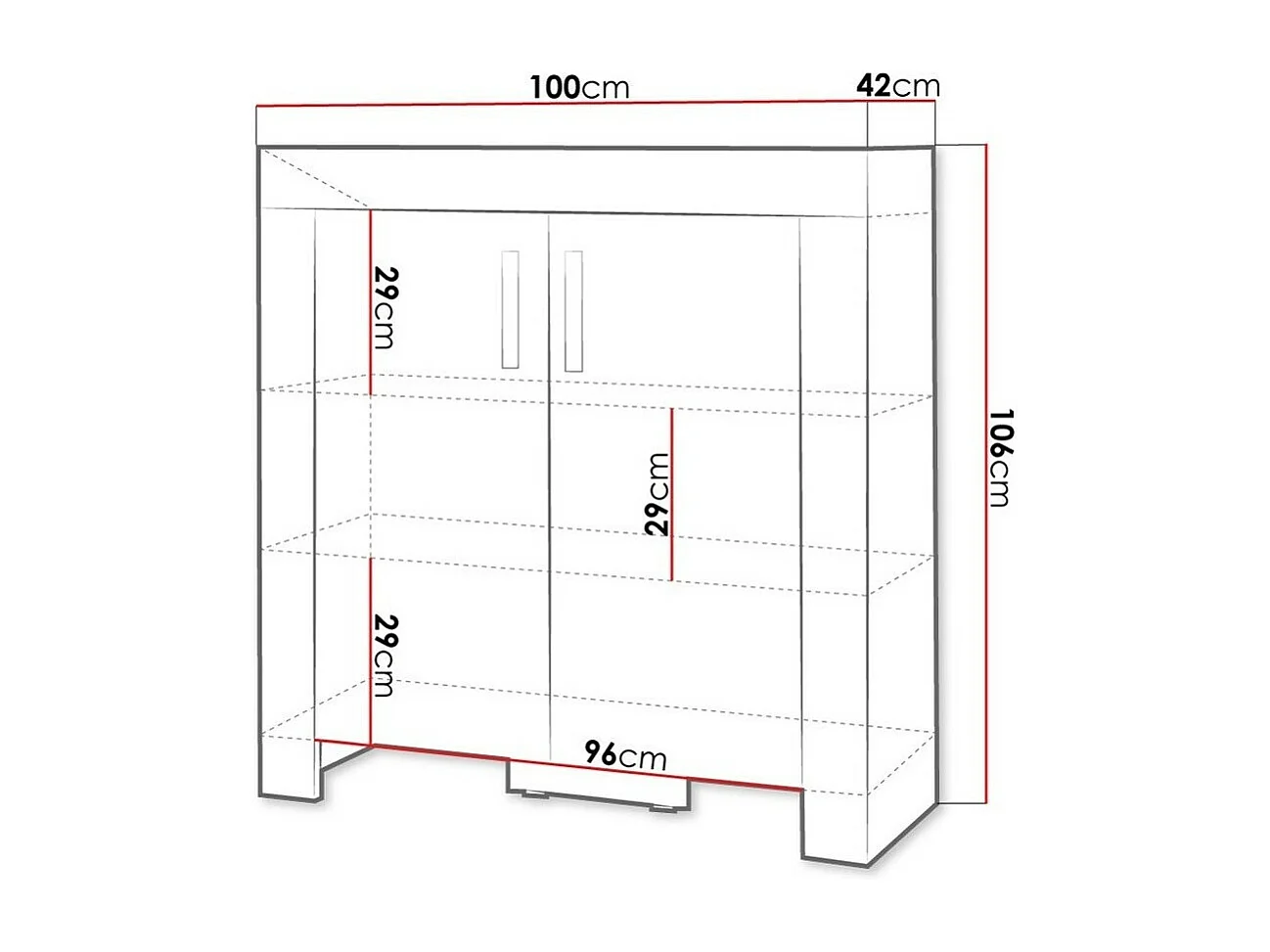 Armário Toledo C107, O número de portas: 2, 106x100x42cm