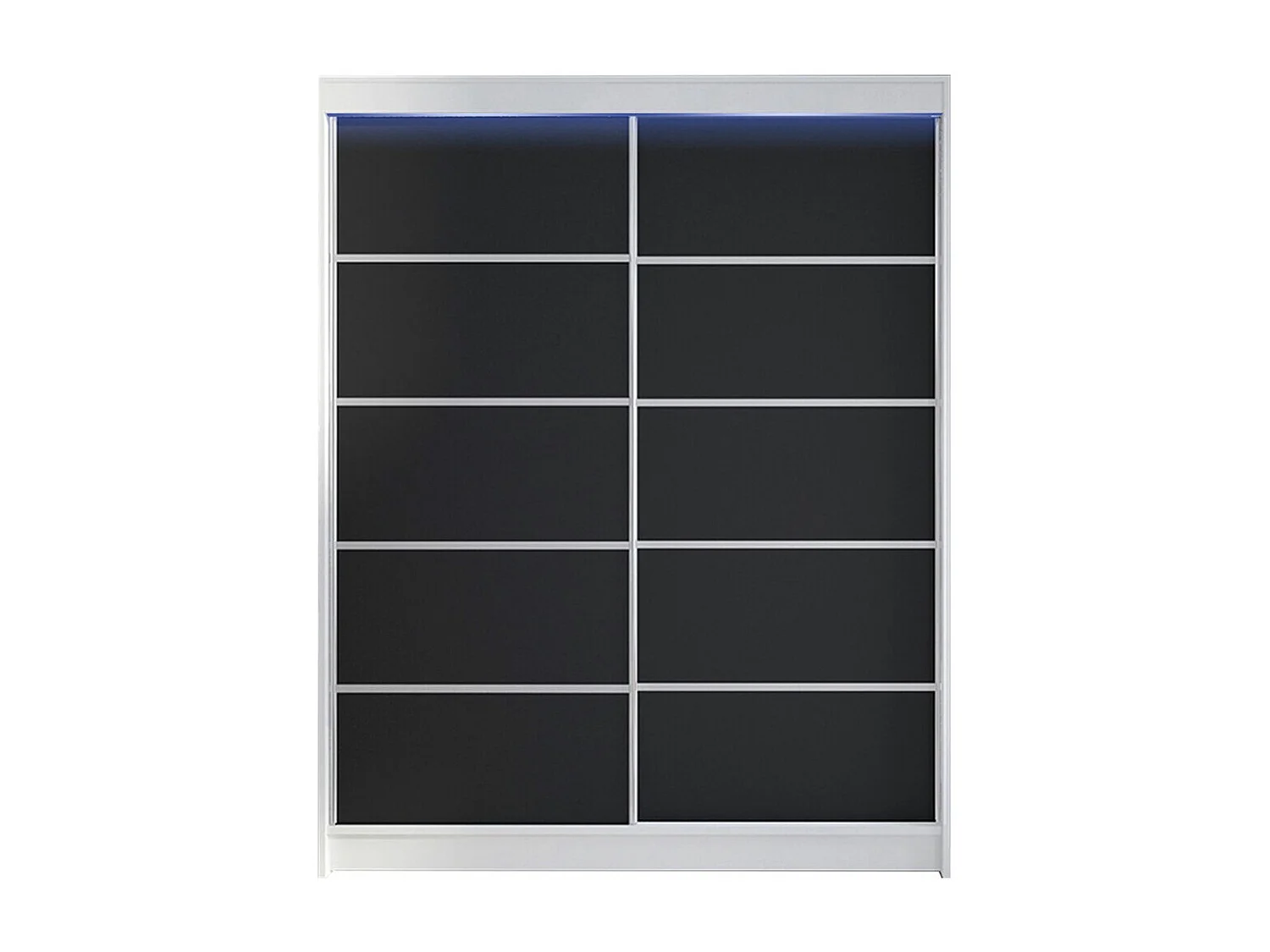 Armadio Closico 145, Nero|Bianco, 200x150x58cm, Porte armadi: Scorrevoli