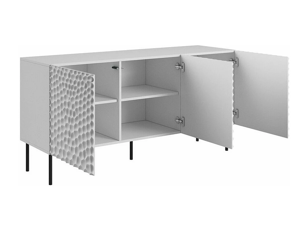 Buffet Charlotte 169, Noir|Doré, 75x152cm, Le nombre de portes: 343cm, MDF|Stratifié