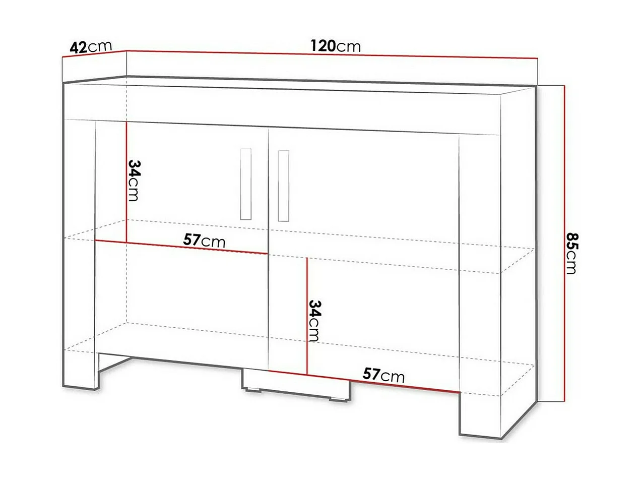 Buffet Melfeli 109, 85x120cm, Le nombre de portes: 242cm, Stratifié