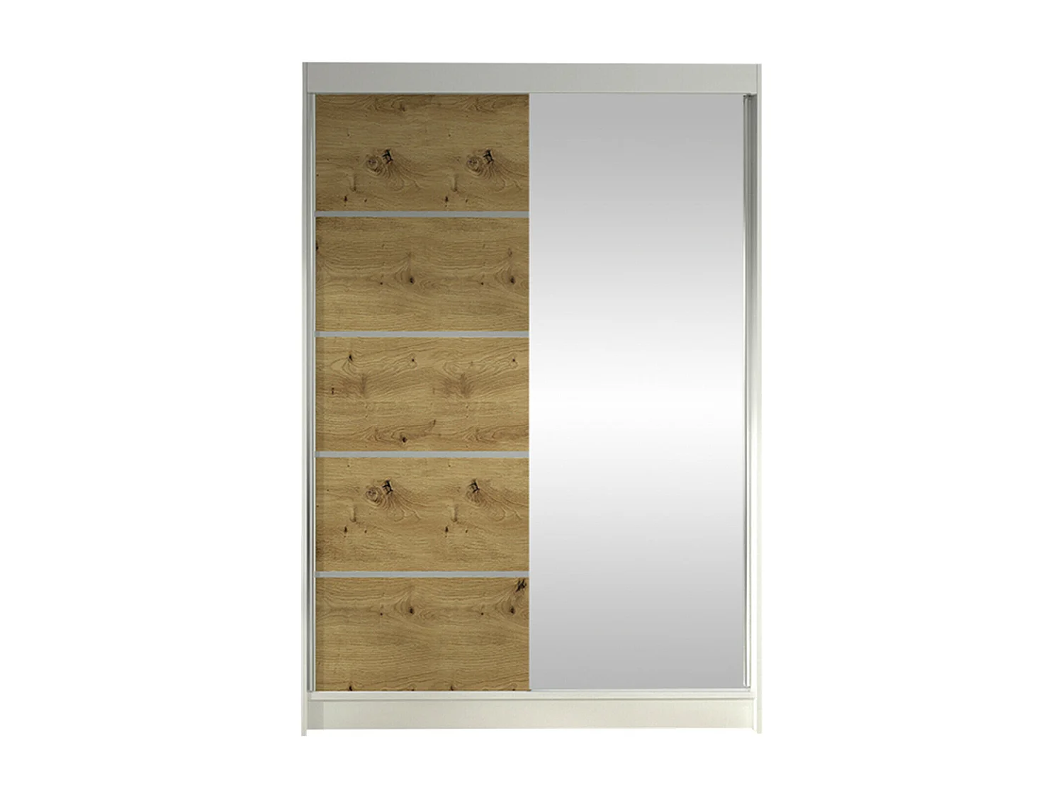 Armoire Closico 149, Chêne Artisan|Blanc, 200x120x58cm, Portes d'armoire: Coulissantes